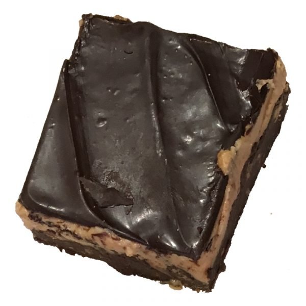 Butch Bar - Crunchy chocolate cookie base, a thick layer of creamy peanut butter and a dark chocolate layer on top
